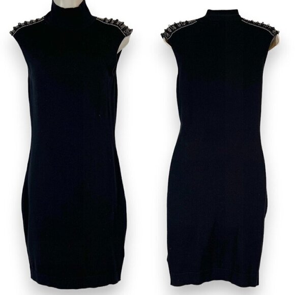 Vintage Marciano Black Dress Beaded Mini Retro Small - Picture 12 of 12